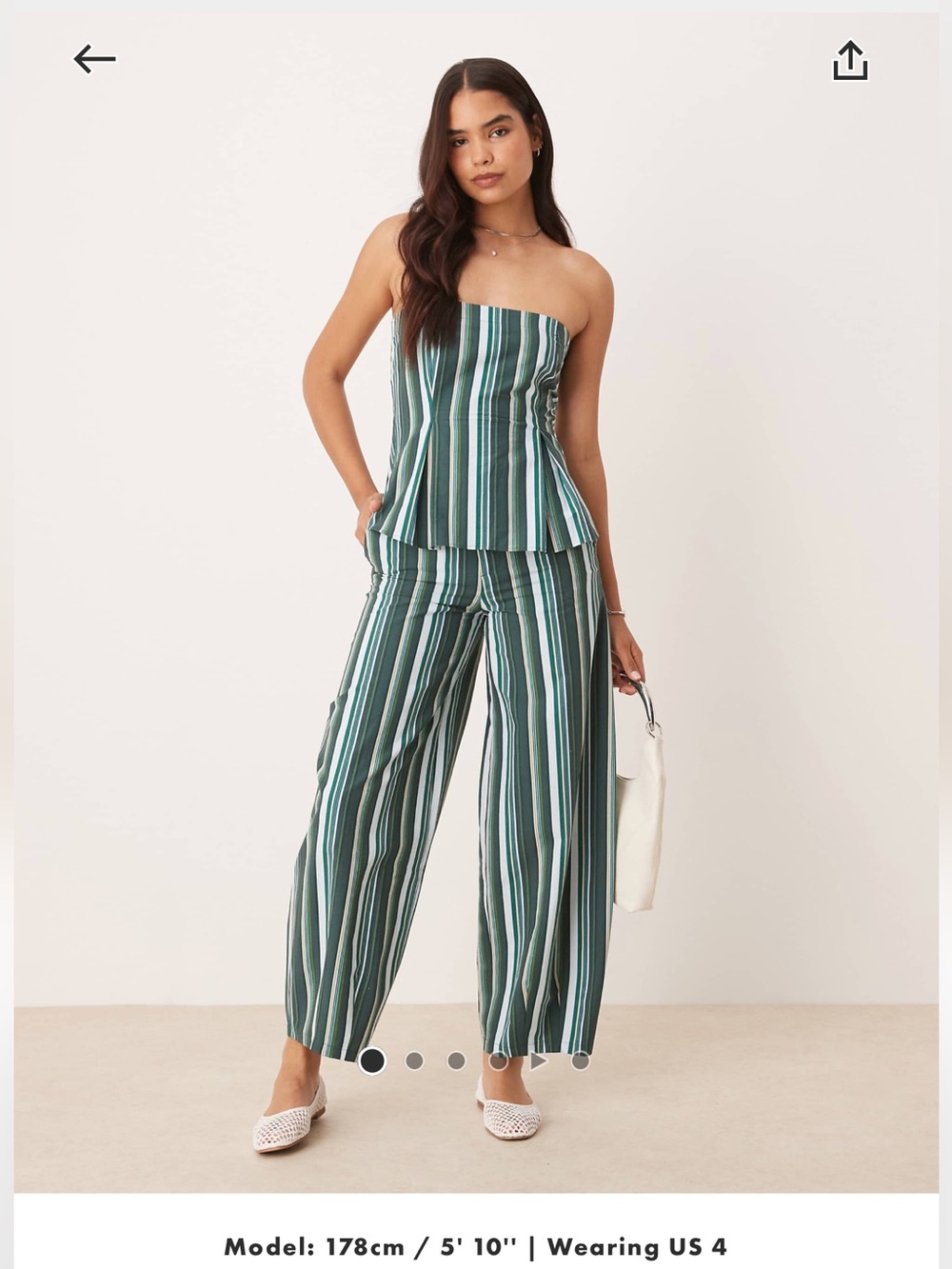ASOS Design linen blend green strip set